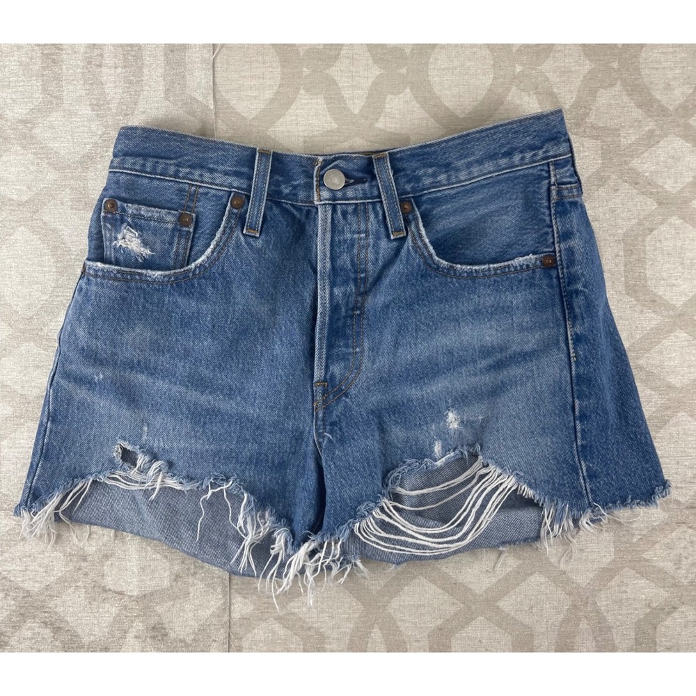 Levi's Premium 501‎ Original Womens 25 Blue Button Fly Cut Off Shorts